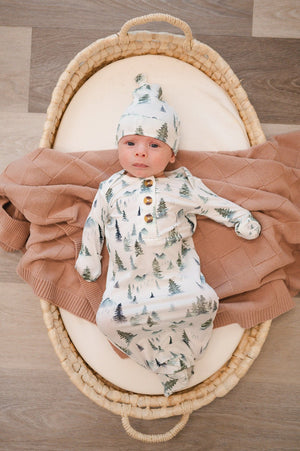Green Forest Bamboo Knotted Baby Gown