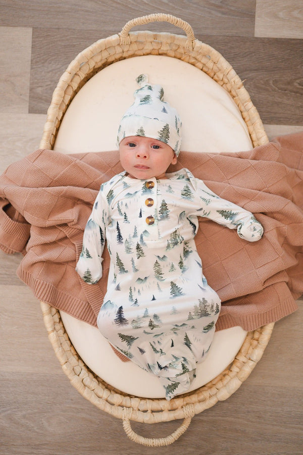 Green Forest Bamboo Knotted Baby Gown