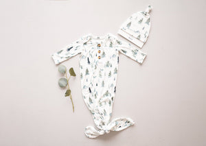 Green Forest Bamboo Knotted Baby Gown