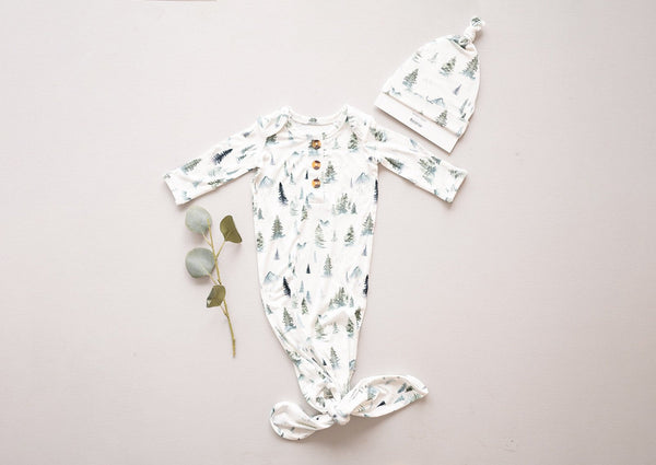 Green Forest Bamboo Knotted Baby Gown