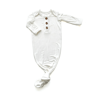 White Bamboo Knotted Baby Gown
