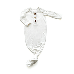 White Bamboo Knotted Baby Gown
