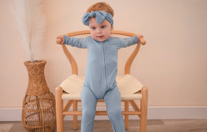 Knotted Headband - Arona Blue Ribbed