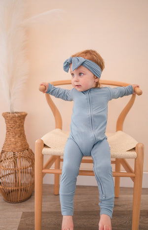 Knotted Headband - Arona Blue Ribbed