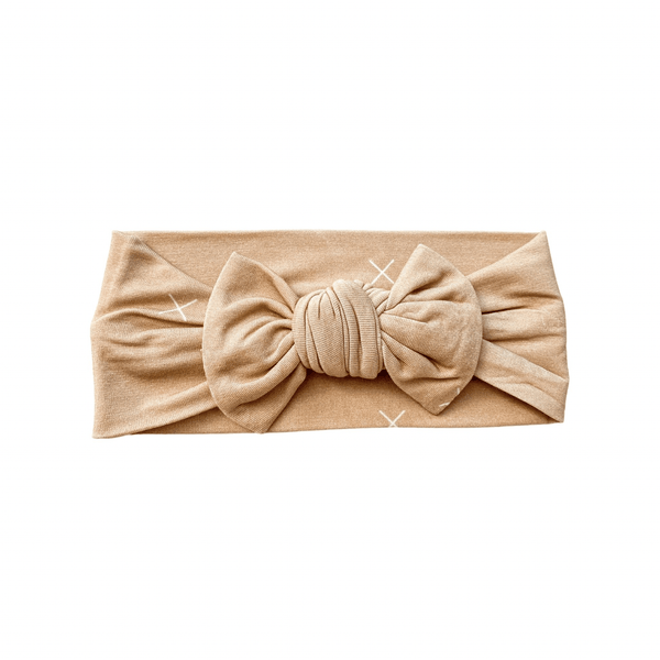Beige X Knotted Bamboo Baby Headband