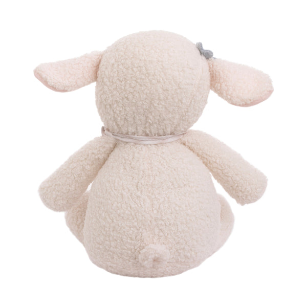 Farmhouse Chic Pink and White Super Soft Plush Stuffed Animal Lamb with Bandana - "Meadow"