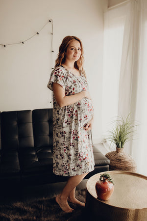 Floral Mommy Labor and Delivery Nursing Hospital Gown