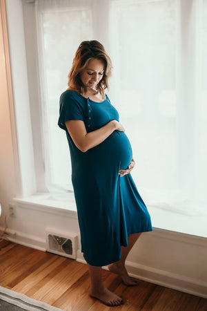 Blue Mommy Labor and Delivery Nursing Hospital Gown