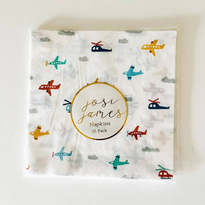 Airplane Party Lunch Napkins for Kids Birthday, 6.5 Inch (24 Pack)