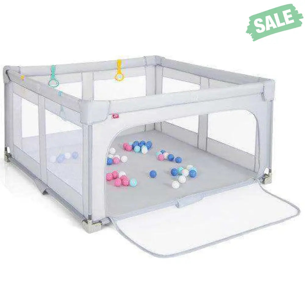 Large Baby Playpen BPA-Free Foldable Toddlers Safety Fence Play Yard with Zipper Gate-M
