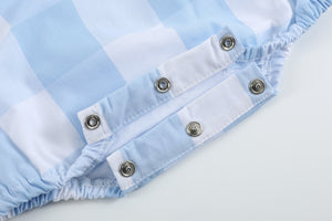 Large Blue Check Bubble Romper
