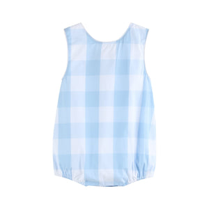 Large Blue Check Bubble Romper