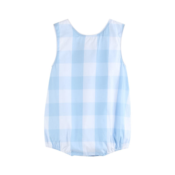Large Blue Check Bubble Romper
