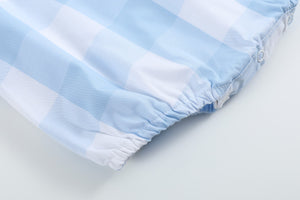 Large Blue Check Bubble Romper