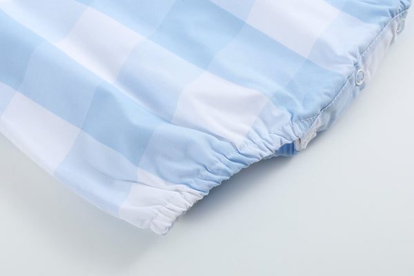 Large Blue Check Bubble Romper