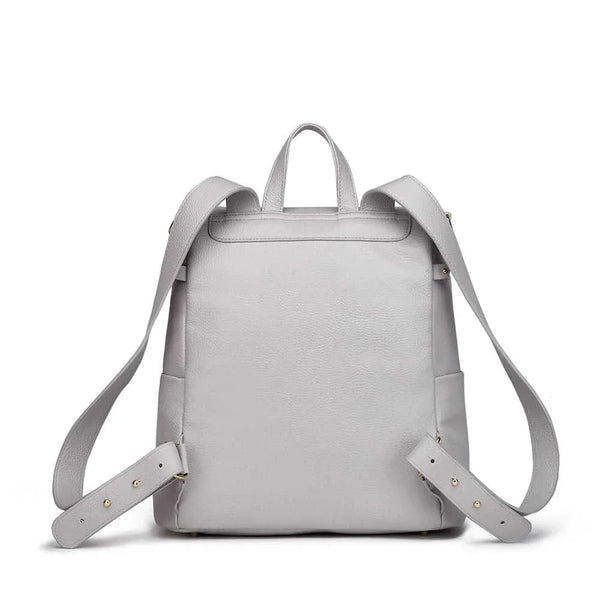 Signature Diaper Bag in Stone Grey, stylish and functional, perfect for modern parents. Angle 5 view.