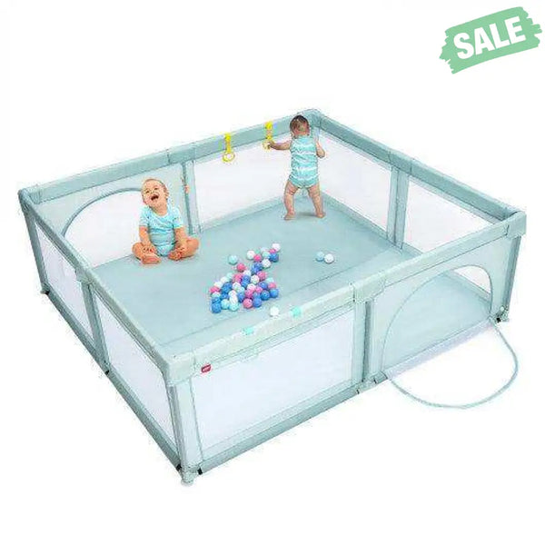 Large Infant Baby Playpen Safety Play Center Yard with 50 Ocean Balls-Blue Blue Baby Playpen & Playards