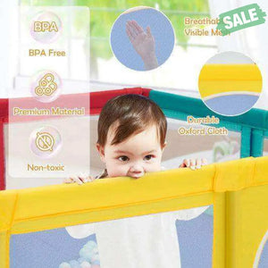 Large Infant Baby Playpen Safety Play Center Yard with 50 Ocean Balls-Blue Blue Baby Playpen & Playards