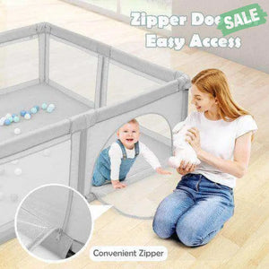 Large Infant Baby Playpen Safety Play Center Yard with 50 Ocean Balls-Blue Blue Baby Playpen & Playards