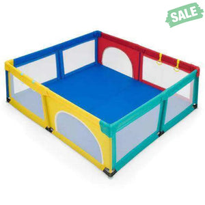 Large Infant Baby Playpen Safety Play Center Yard with 50 Ocean Balls-Blue Blue Baby Playpen & Playards