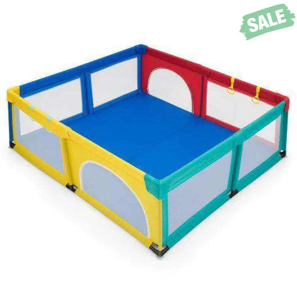 Large Infant Baby Playpen Safety Play Center Yard with 50 Ocean Balls-Blue Blue Baby Playpen & Playards