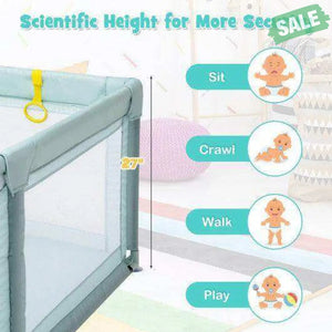 Large Infant Baby Playpen Safety Play Center Yard with 50 Ocean Balls-Blue Blue Baby Playpen & Playards