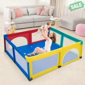 Large Infant Baby Playpen Safety Play Center Yard with 50 Ocean Balls-Blue Blue Baby Playpen & Playards