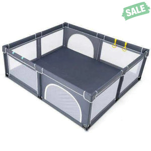 Large Infant Baby Playpen Safety Play Center Yard with 50 Ocean Balls-Dark Gray
