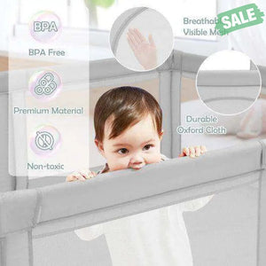 Large Infant Baby Playpen Safety Play Center Yard with 50 Ocean Balls-Gray