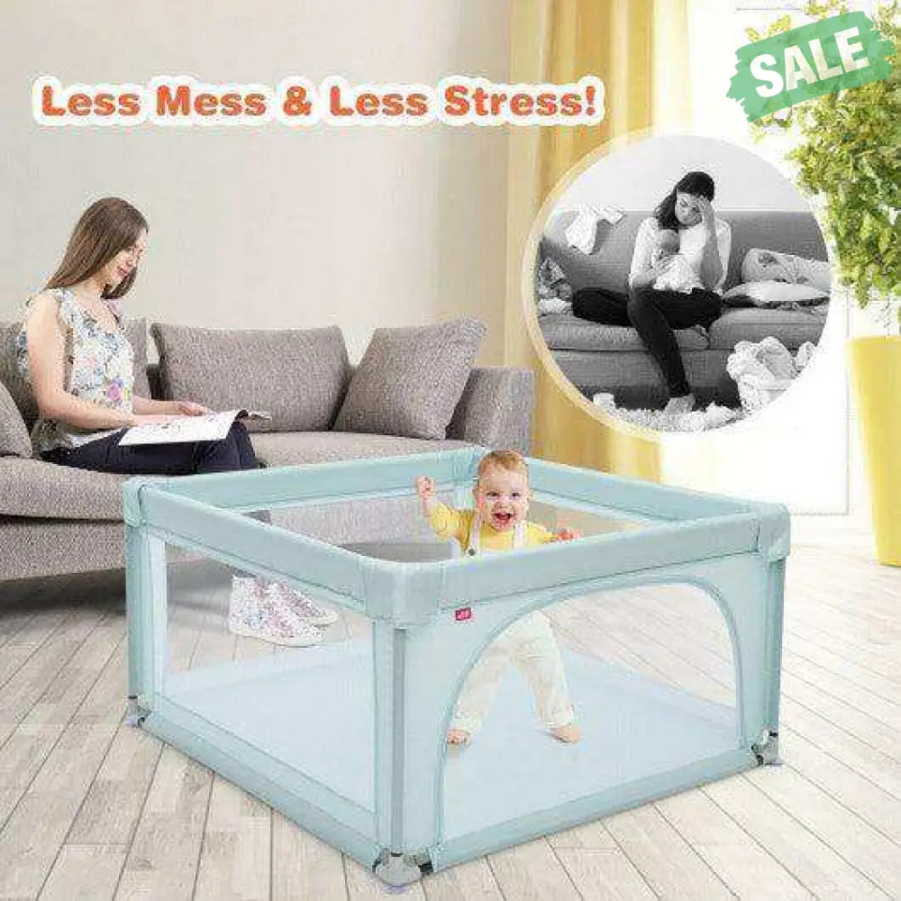 Large Safety Play Center Yard with 50 Balls for Baby Infant-Blue Blue Baby Playpen & Playards