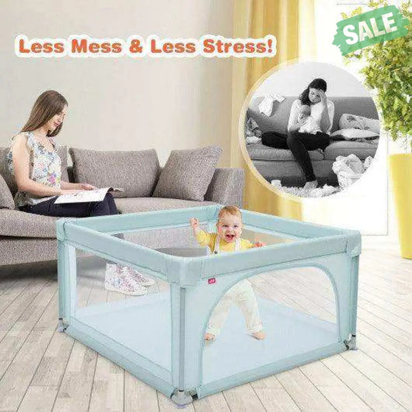 Large Safety Play Center Yard with 50 Balls for Baby Infant-Blue Blue Baby Playpen & Playards