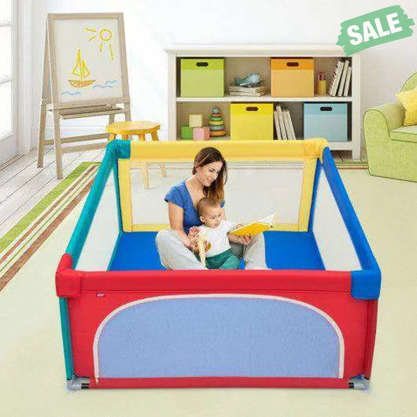 Large Safety Play Center Yard with 50 Balls for Baby Infant-Blue Blue Baby Playpen & Playards