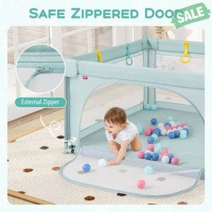 Large Safety Play Center Yard with 50 Balls for Baby Infant-Gray Baby Playpen & Playards