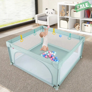 Large Safety Play Center Yard with 50 Balls for Baby Infant-Gray Baby Playpen & Playards