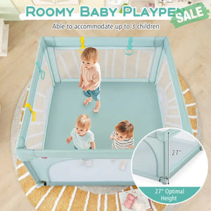 Large Safety Play Center Yard with 50 Balls for Baby Infant-Gray Baby Playpen & Playards