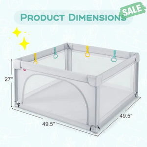 Large Safety Play Center Yard with 50 Balls for Baby Infant-Gray Baby Playpen & Playards