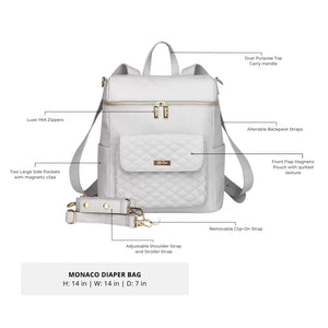 Stone Grey Signature Diaper Bag at angle 10, stylish and functional for modern parents.