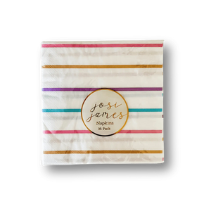 Large Striped Pastel Paper Lunch Napkins (16pcs)