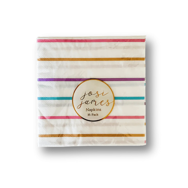 Large Striped Pastel Paper Lunch Napkins (16pcs)