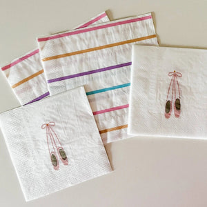 Large Striped Pastel Paper Lunch Napkins (16pcs)