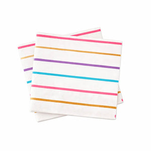 Large Striped Pastel Paper Lunch Napkins (16pcs)