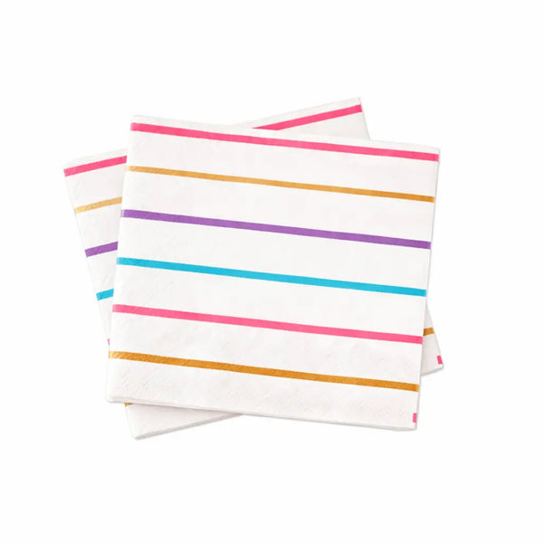 Large Striped Pastel Paper Lunch Napkins (16pcs)