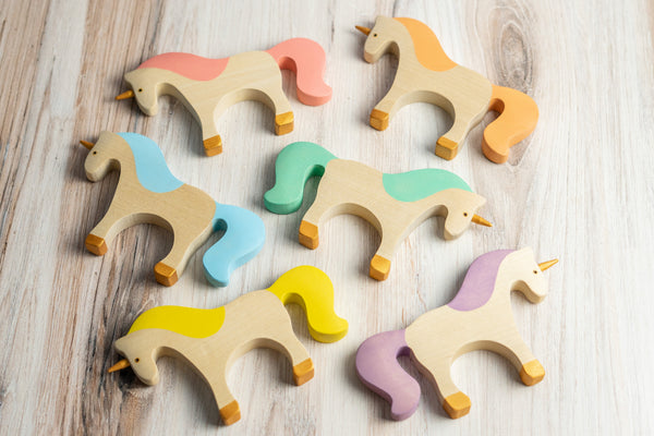 Waldorf large wooden Unicorn toy