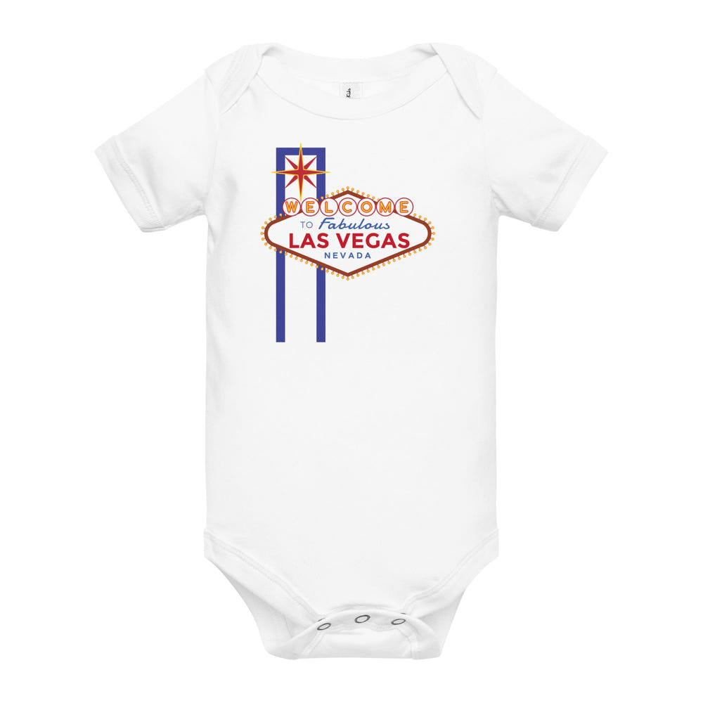 Las Vegas Baby Onesie - Cute short sleeve bodysuit for infants, perfect for Vegas-themed outfits.