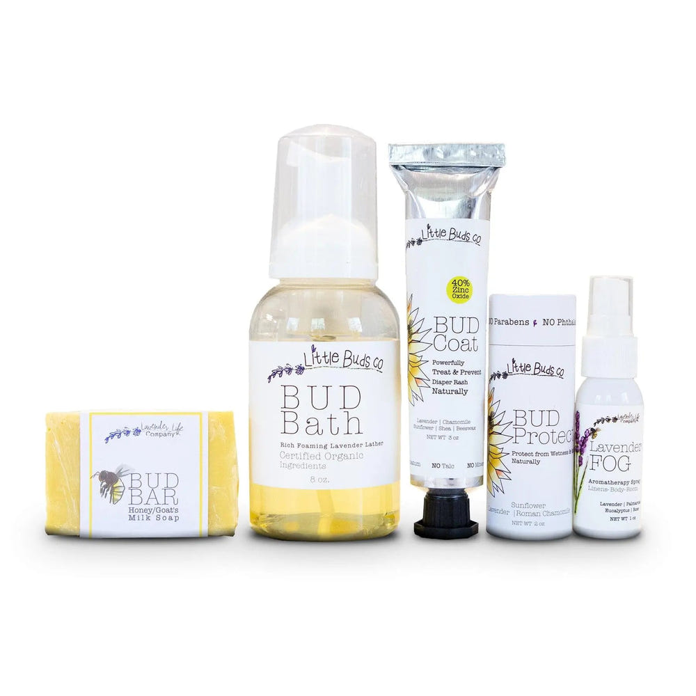 Lavender Bud Box Baby Bath Gift Set - Gentle hair and body wash for infants, perfect for soothing bath time.