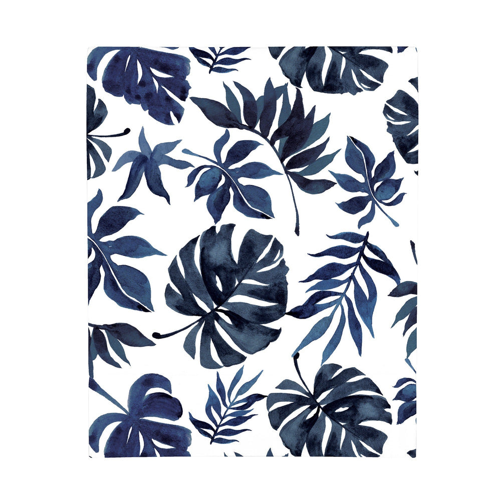 NoJo Super Soft Blue and White Palm Leaf Nursery Crib Fitted Sheet