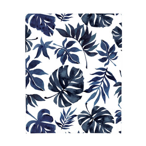 NoJo Super Soft Blue and White Palm Leaf Nursery Crib Fitted Sheet