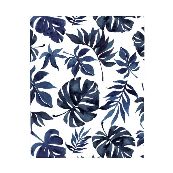 NoJo Super Soft Blue and White Palm Leaf Nursery Crib Fitted Sheet