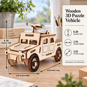 Army Truck Model Kit - Wooden Laser- Cut 3D Puzzle (44 Pcs)