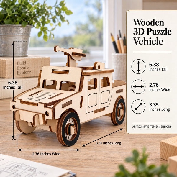 Army Truck Model Kit - Wooden Laser- Cut 3D Puzzle (44 Pcs)